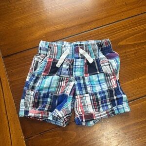 Gymboree Boys Size 2T Multicolor Plaid Patchwork Madras Pull-On Shorts - EUC